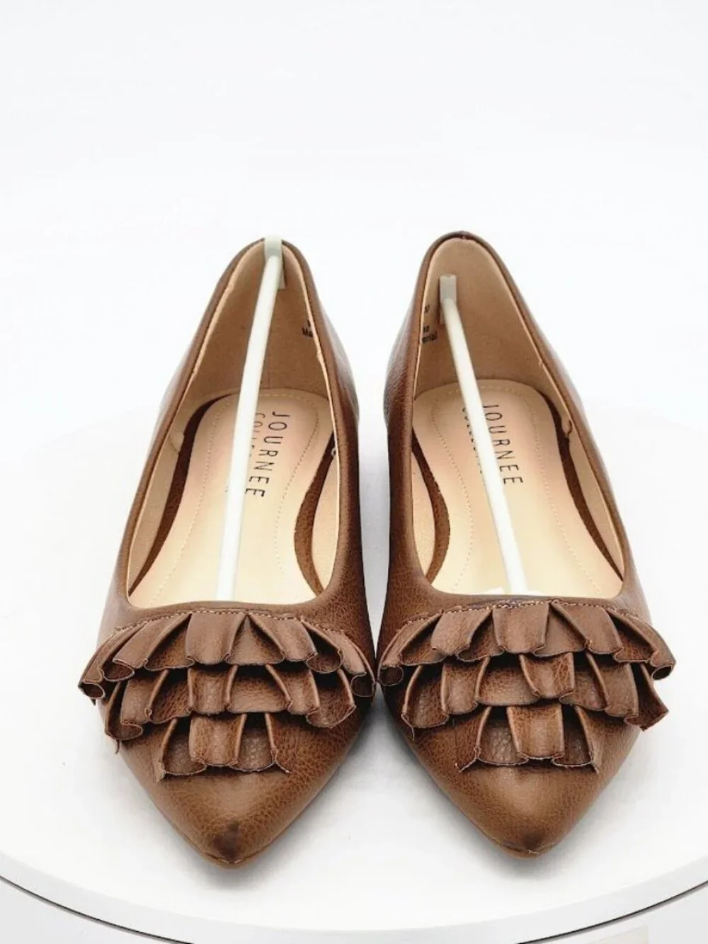 Journee Collection Judy Tan Ruffle Pointed Toe Flats Women's Size 8.5